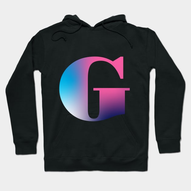 Capital Letter G Monogram Gradient Pink Blue White Hoodie by Terriology